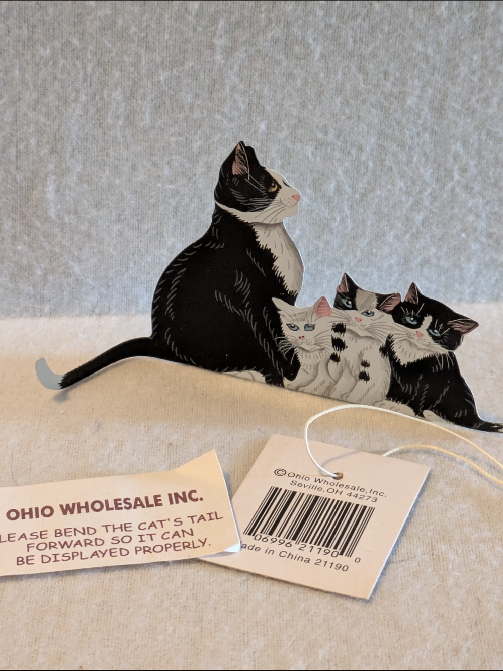 New Old Stock-Ohio Wholesale Black Tuxedo Mama Cat And Kittens Small Decor